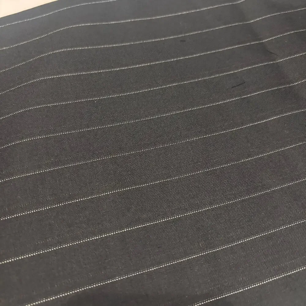 Black Pinstripe Shirting Weight Wool Fabric 2.5 Yds 60